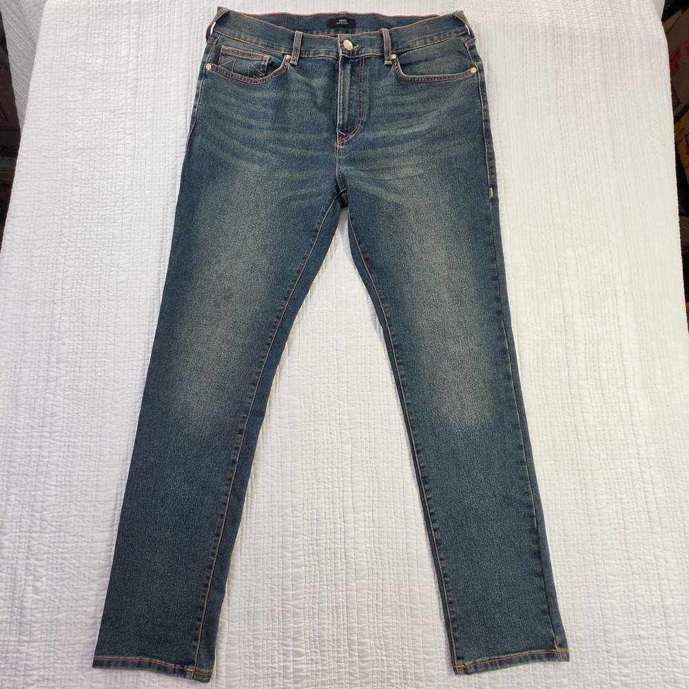 True Religion Rocco Relaxed Skinny Jeans Mens 36x32 Blue Dark Wash Stretch Demin